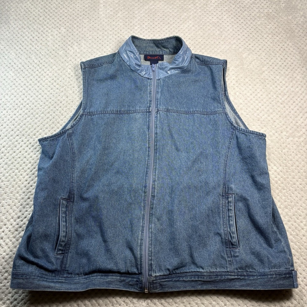 Vintage Denim & Co Vest Size XXL Womens Jeans Vest Denim Vest Blue Zip Up